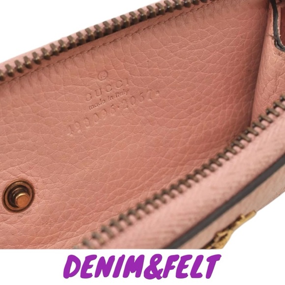 🐝GUCCI Pink Cellarius Calfskin Blind For Love Animalier Zip  Key Case/Pouch - Picture 10 of 16